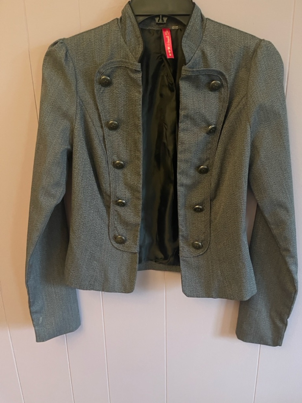 Heart Soul Grey Military-Style Double-Breasted Blazer